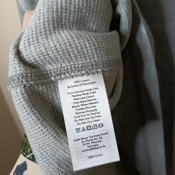 Eddie Bauer Gray Sweatshirt Thermal Crew Long Sleeve Cotton New - Picture 3 of 5